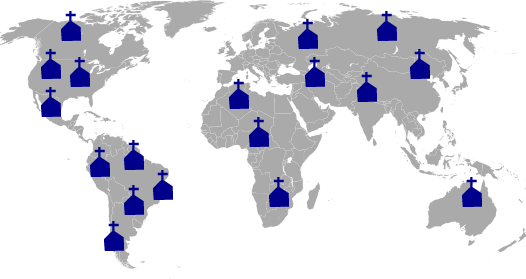 Mapa do mundo das igrejas